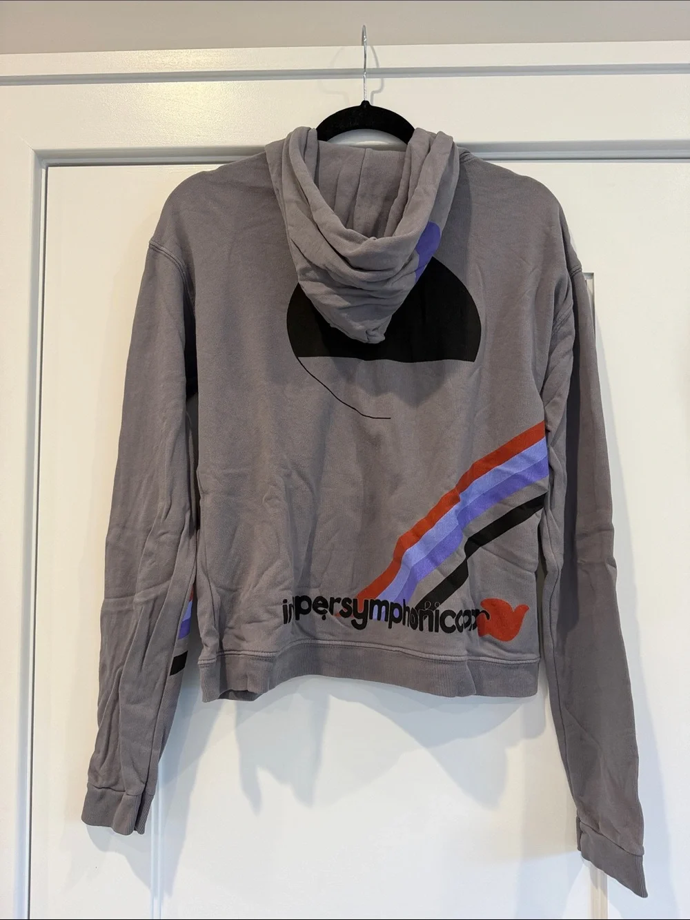 Free city Zip-Up Hoodie with Colorful Sleeve Stripes - Picture 3 of 4